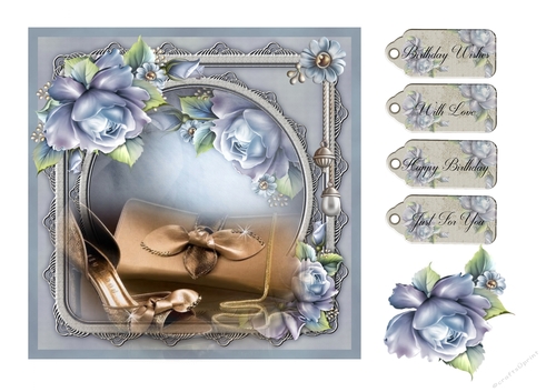 Beautiful delicate designed shoe and handbag birthday card.