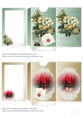 Christmas Gift Cards with envelope and matching insert card.