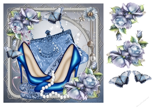 Beautiful Handbag, Shoes and roses birthday card