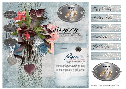 Zodiac Birthday Card - Pisces