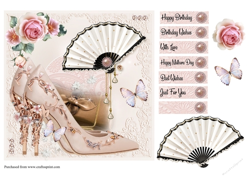 Fan Affair beautiful card front with decoupage and sentiments