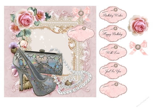 Pretty card front with decoupage and sentiments