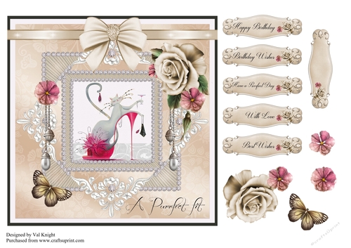 A Cat in a shoe card front with decoupage and sentiments
