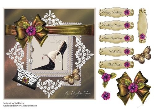 Cat in a shoe card front with decoupage and sentiments