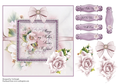 Mothers Day card front with decoupage and sentiments