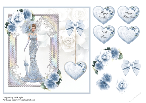 Elegant Lady card front with decoupage and sentiments