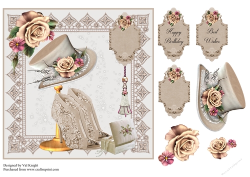 Hat card front with decoupage and sentiments