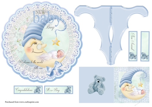 Baby Boy Plate Card With Stand