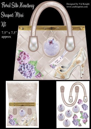 Floral Silk Handbag Shaped Card Mini Kit