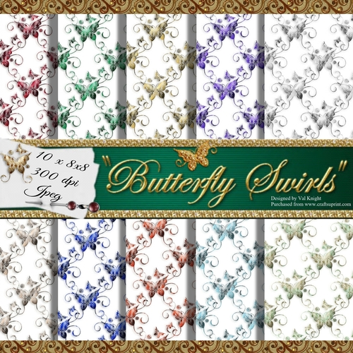 Butterfly Swirls 10 8x8 backing papers.