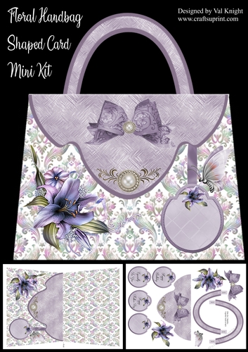 Floral Lily Handbag Shaped Card Mini Kit