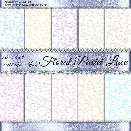10 - 8x8 Pastel Floral Lace Backing Papers