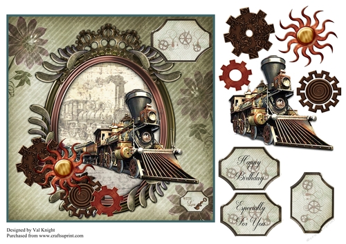 Steampunk Male card Front With Decoupage