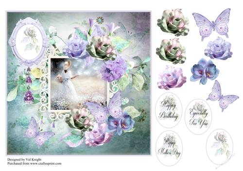 Delicate Floral Card Front With Decoupage