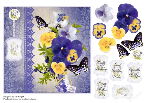 Floral Card Front With Decoupage