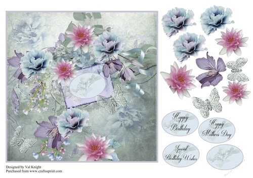 Delicate Floral Card Front With Decoupage