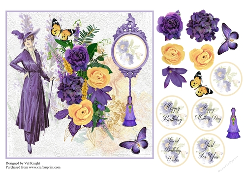 Lady Violet Vintage Floral Card Front