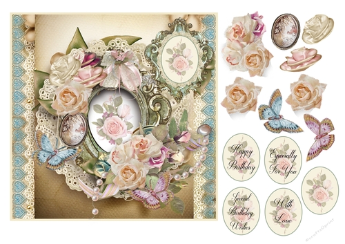 Shabby Chic Card Front With Decoupage