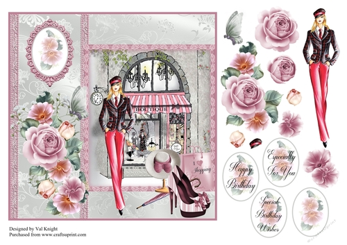 Fashion Boutique Card Front With Decoupage