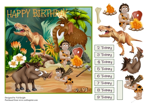 Dinasaur Boys Birthday Card Front With Decoupage 