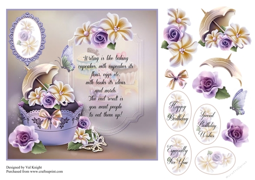 Cupcake Verse Card Front With Decoupage