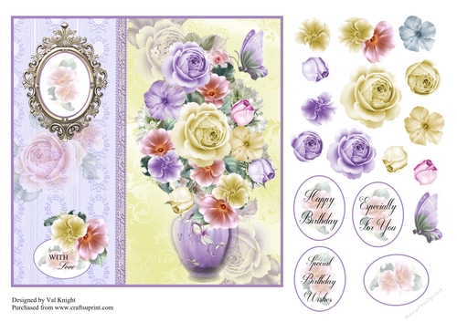 Summer Vase 3 Card Front With Decoupage 