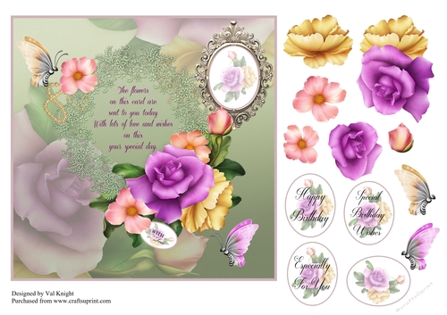 Floral Verse Card Front With Decoupage
