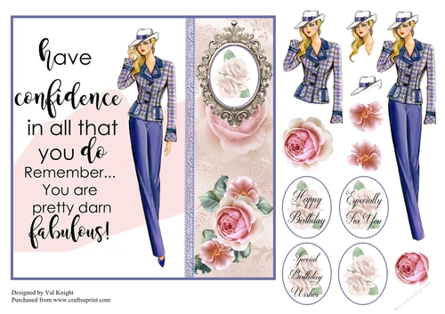 Confidence card front with decoupage
