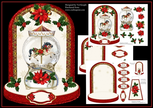 Christmas A5 Platform Carousel Horse Snow Globe Mini Page Kit