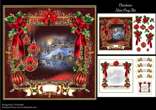 Red And Gold Christmas Mini Page Kit
