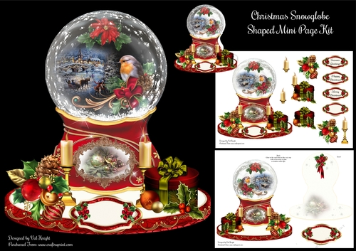 Floral Christmas Snowglobe Mini Page Kit