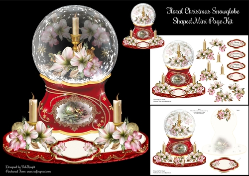 Floral Christmas Snowglobe 2 Mini Page Kit