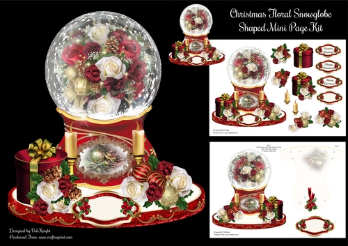 Christmas Floral Snowglobe Mini Page Kit