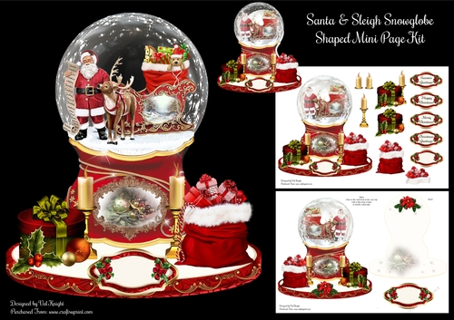 Santa and Sleigh Christmas Snowglobe Mini Page Kit