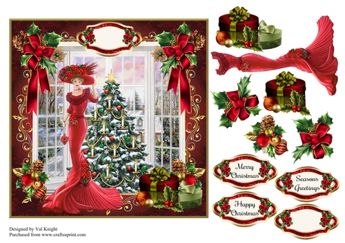 Christmas Elegance Card Front With Decoupage
