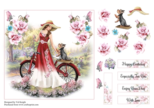 Summer Bicycle Card Front With Decoupage