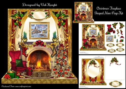 Christmas Fireplace Mini Page Kit