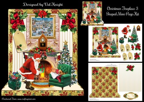 Christmas Fireplace 3 Mini Page Kit