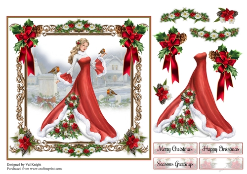 Christmas Elegance Card Front With Decoupage