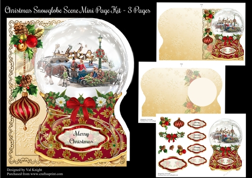 Snowglobe Christmas Scene Shaped Mini Page Kit
