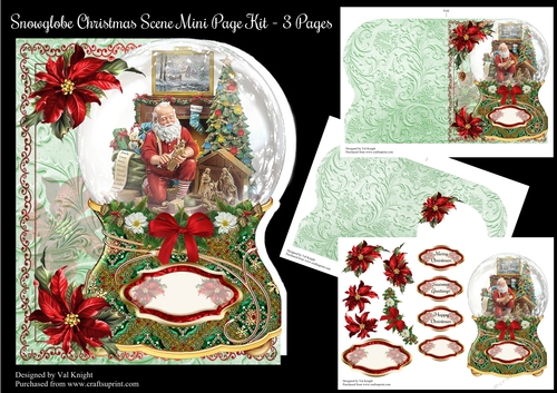 Snowglobe Santa Christmas Scene Shaped Mini Page Kit