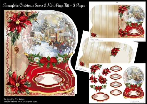 Snowglobe Christmas Scene 3 Shaped Mini Page Kit