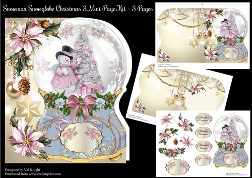 Snowman Snowglobe Christmas Shaped Mini Page Kit