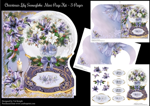Christmas Lilies Snowglobe Shaped Mini Page Kit