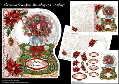 Poinsettia Christmas Snowglobe Shaped Mini Page Kit