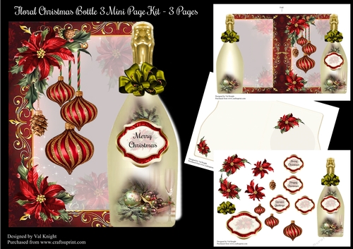 Christmas Decorations & Poinsettia Bottle Shaped Mini Page Kit