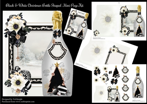 Black & White Christmas - Bottle Shaped Mini Page Kit