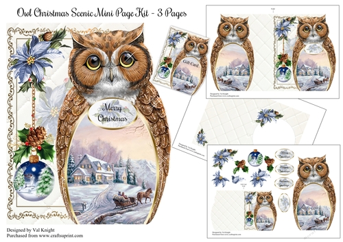 Owl Scenic Christmas Shaped Mini Page Kit