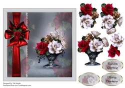 Christmas Roses Card Front With Decoupage