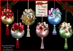 6 x Floral Christmas Baubles - PNG 300 dpi